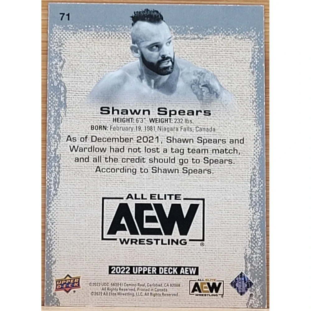 2022‎ UPPER DECK AEW SHAWN SPEARS  DYNAMITE #D/299